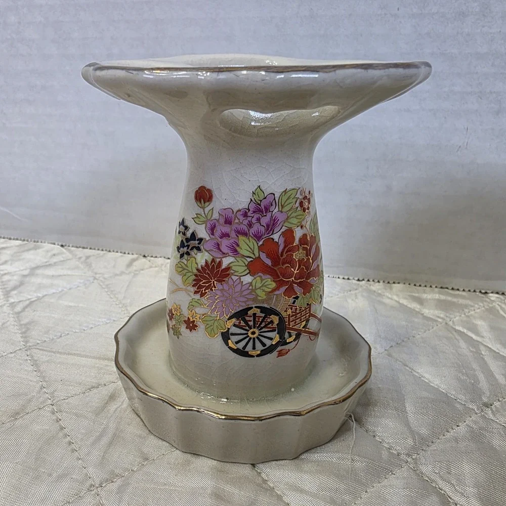 Vintage Porcelain 3 Piece Bathroom Set Japan Cup Toothbrush Holder Soap Dish